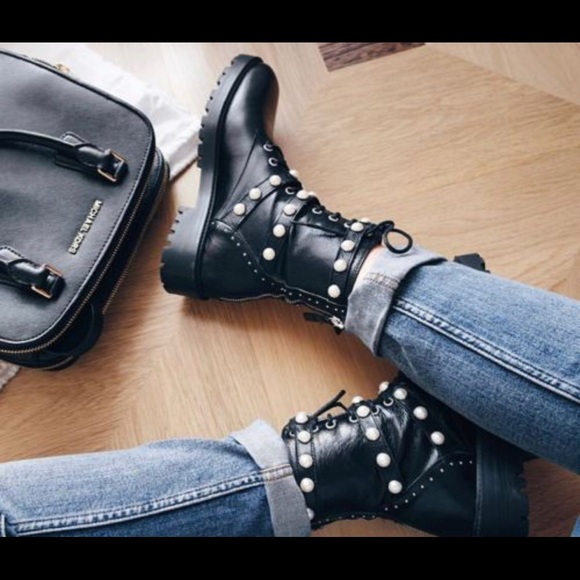 zara pearls boots